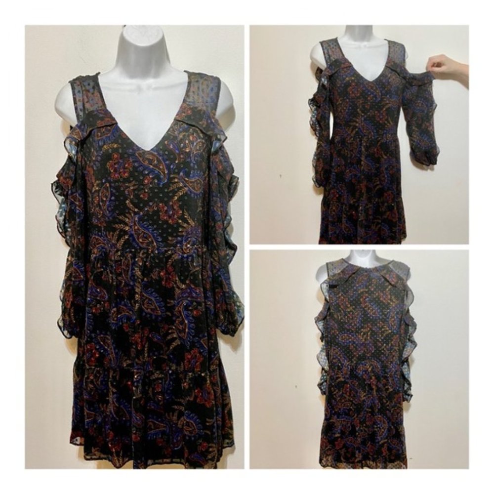 Lysse | Paisley Print V Neckline Cold Shoulder Dress. Size S